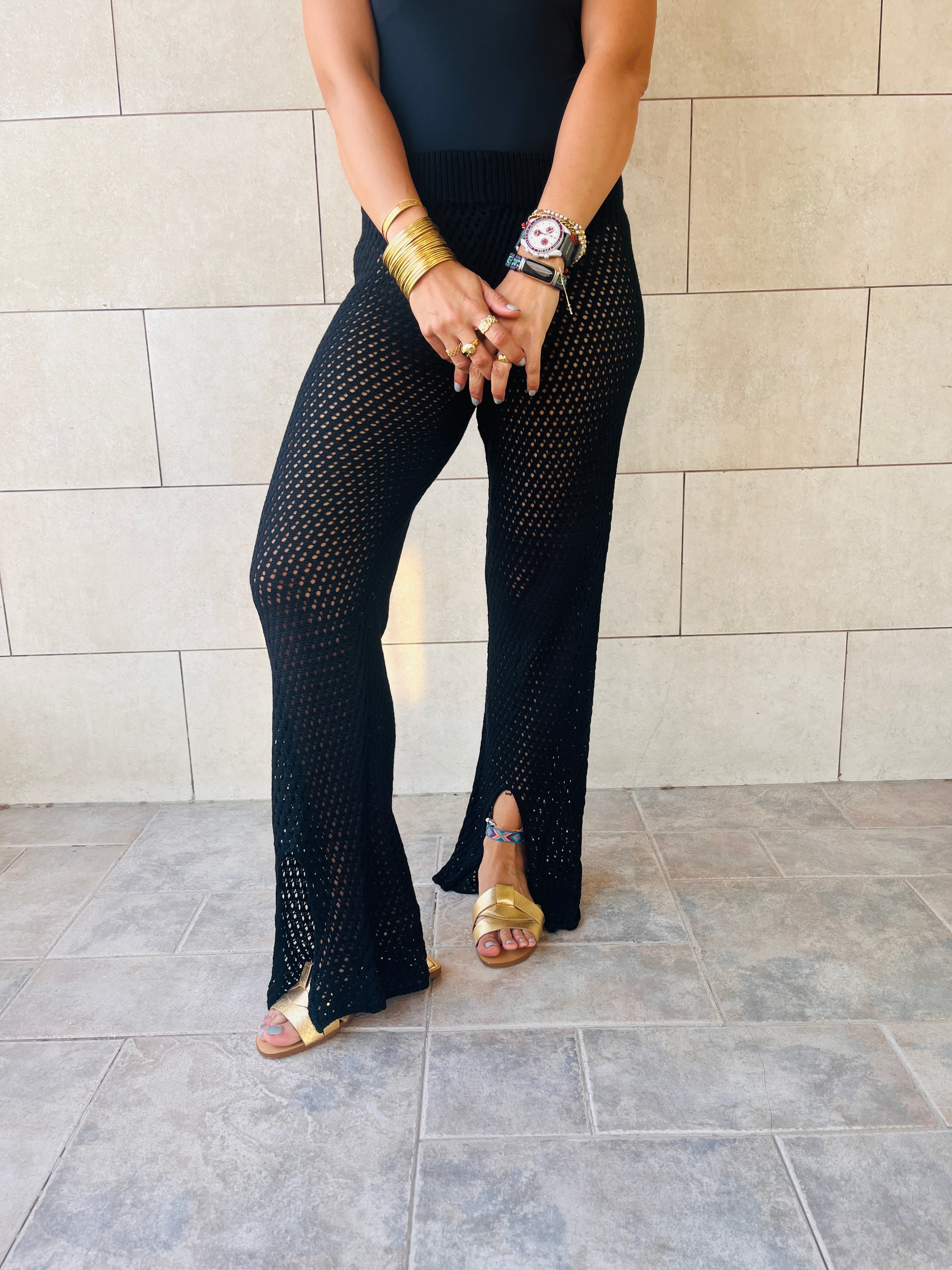 Black Crochet Loving Beach Pants
