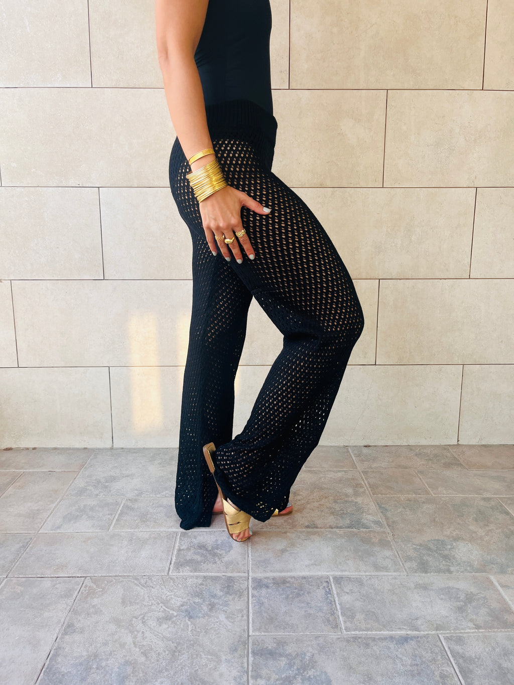 Black Crochet Loving Beach Pants