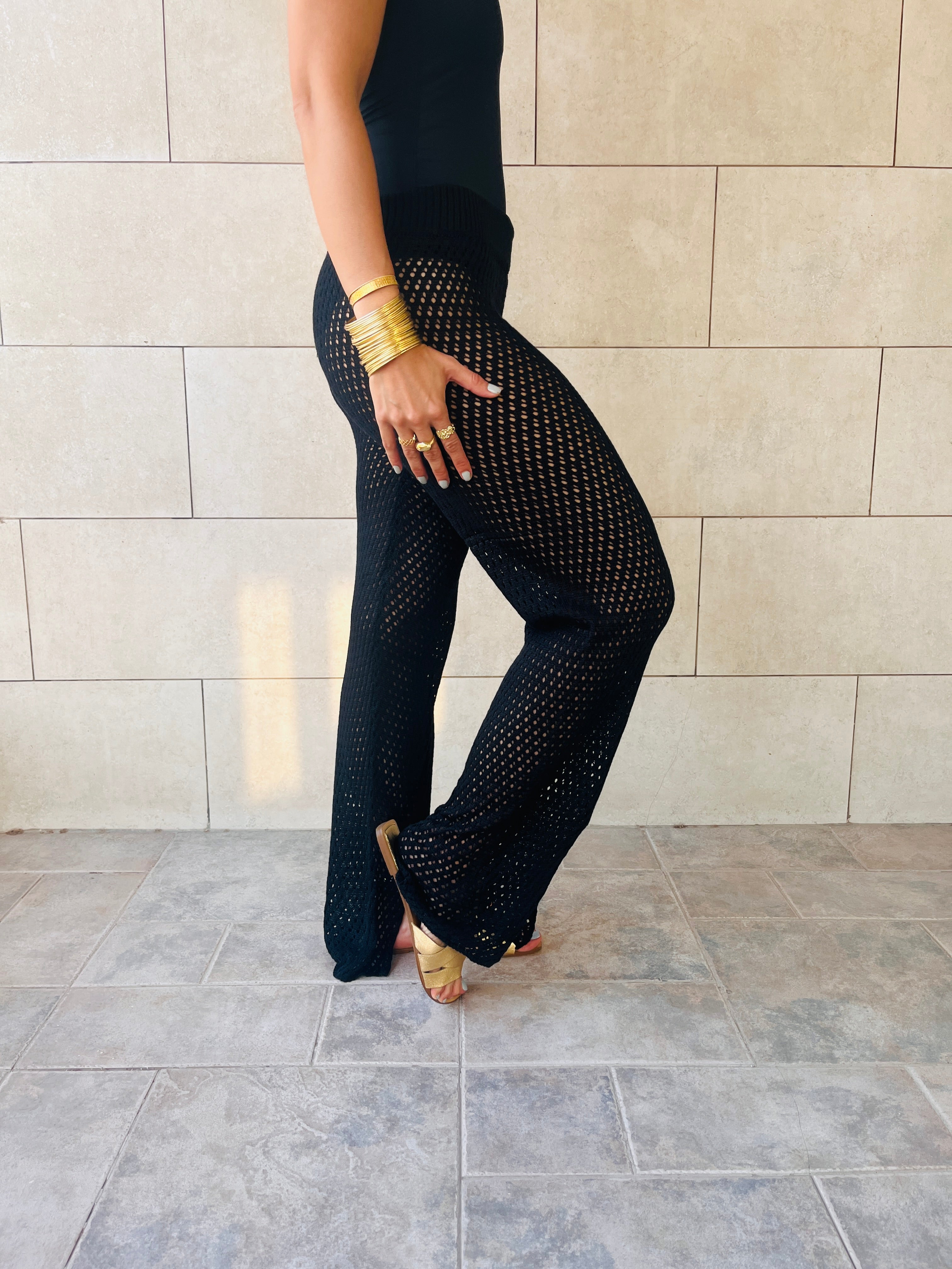 Black Crochet Loving Beach Pants