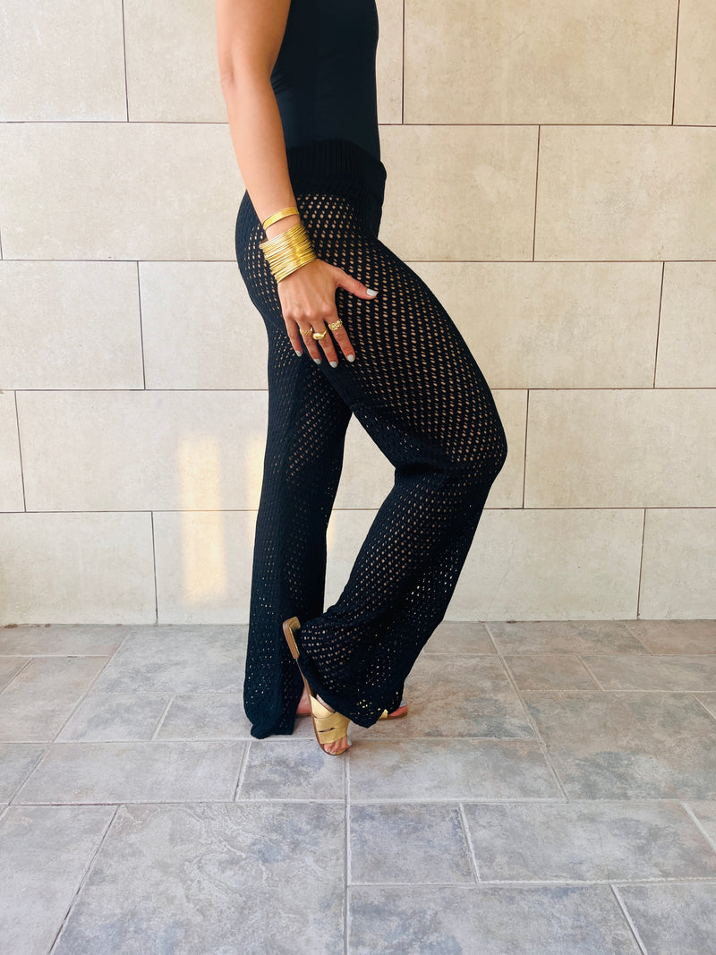 Black Crochet Loving Beach Pants