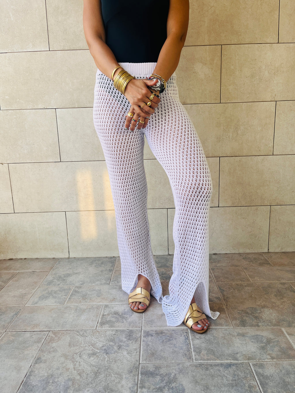 White Crochet Loving Beach Pants