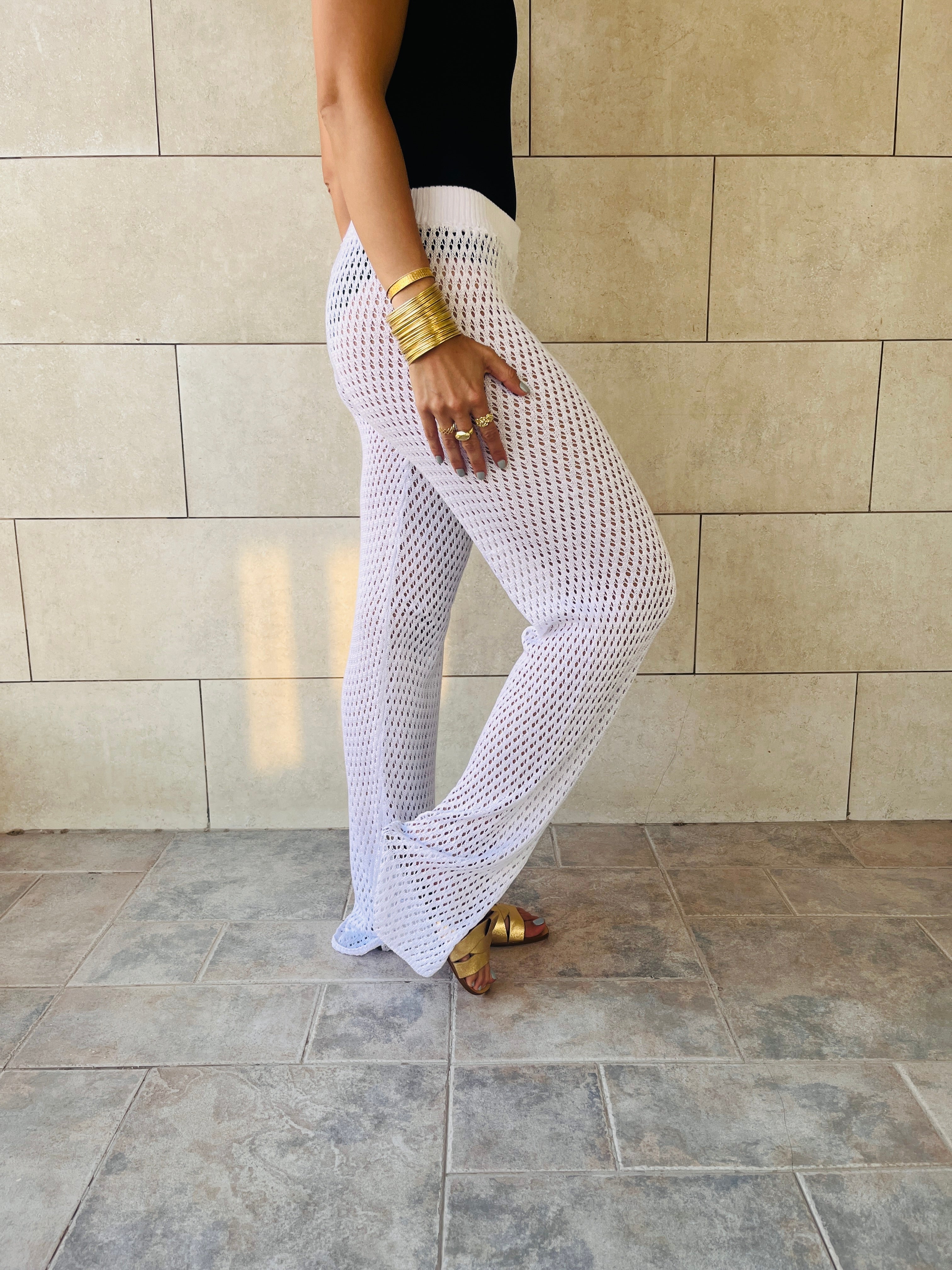 White Crochet Loving Beach Pants