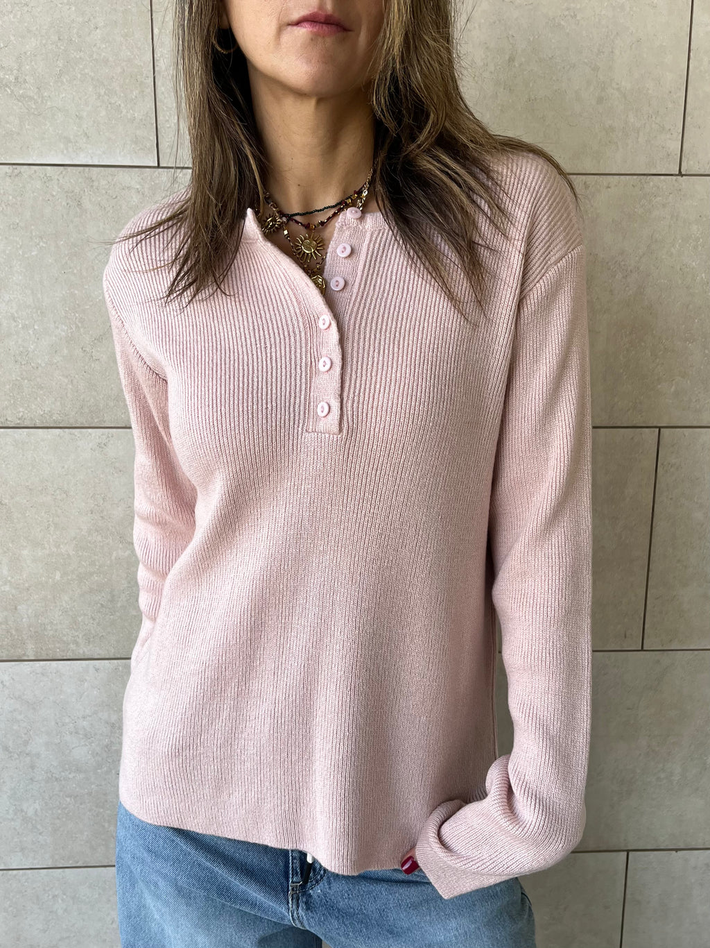 Blush Henley Pullover