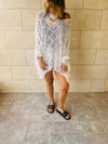 White Beehive Crochet Oversized Top