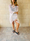 White Beehive Crochet Oversized Top