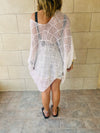 White Beehive Crochet Oversized Top