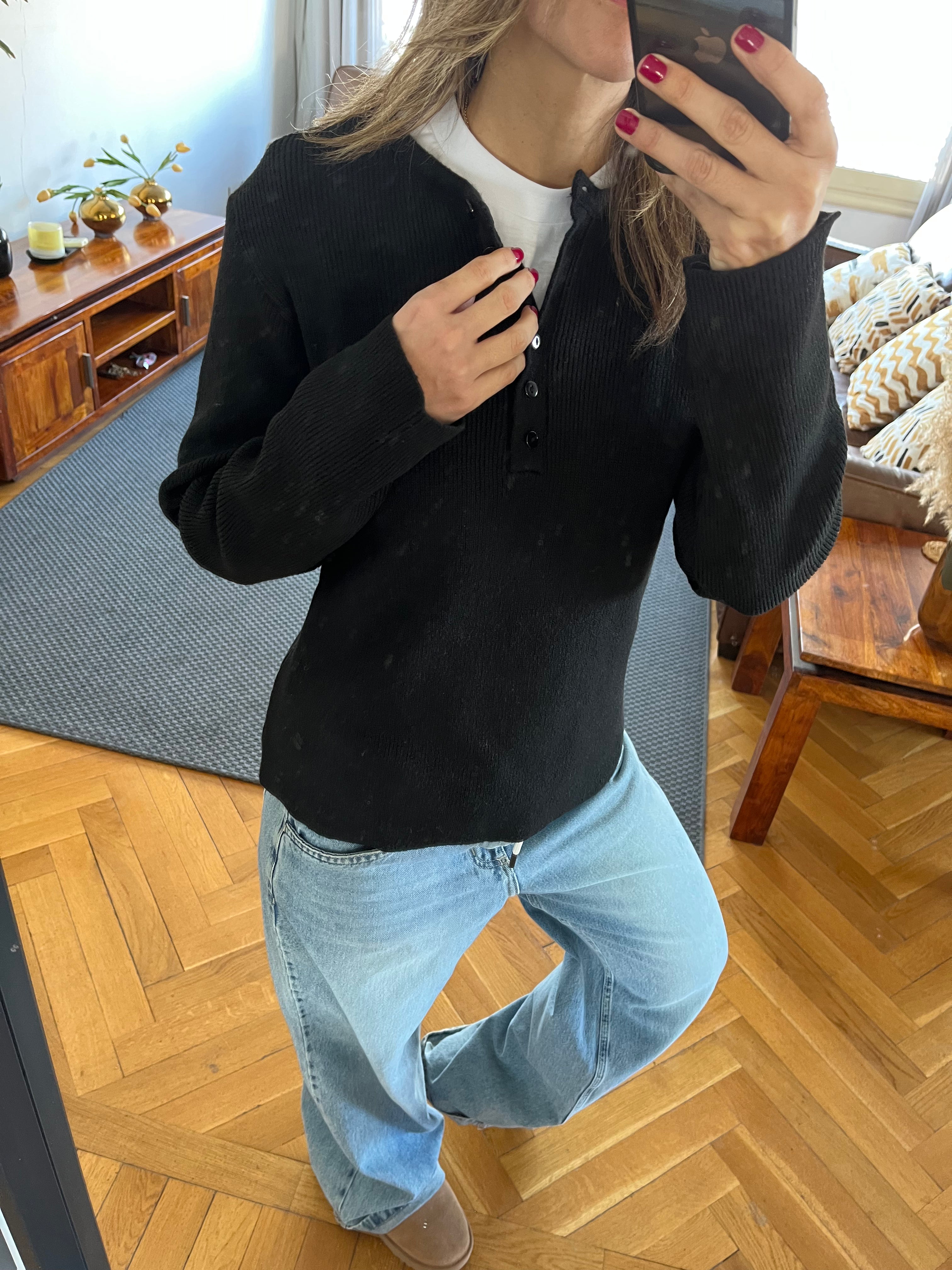 Black Henley Pullover