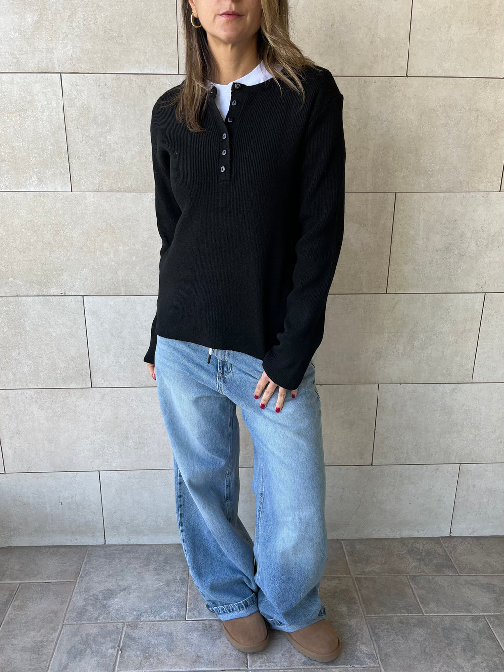 Black Henley Pullover