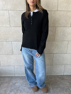 Black Henley Pullover
