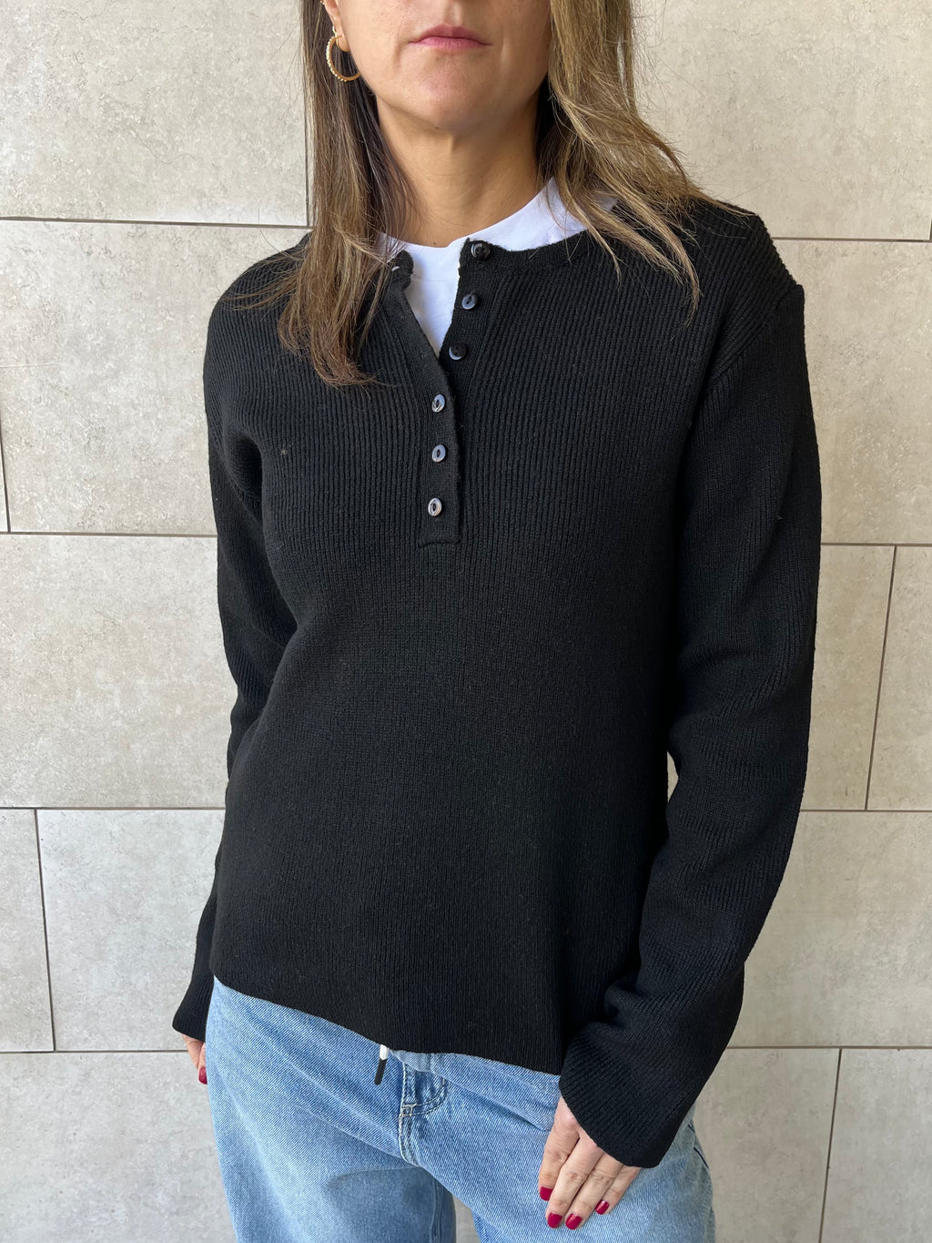 Black Henley Pullover