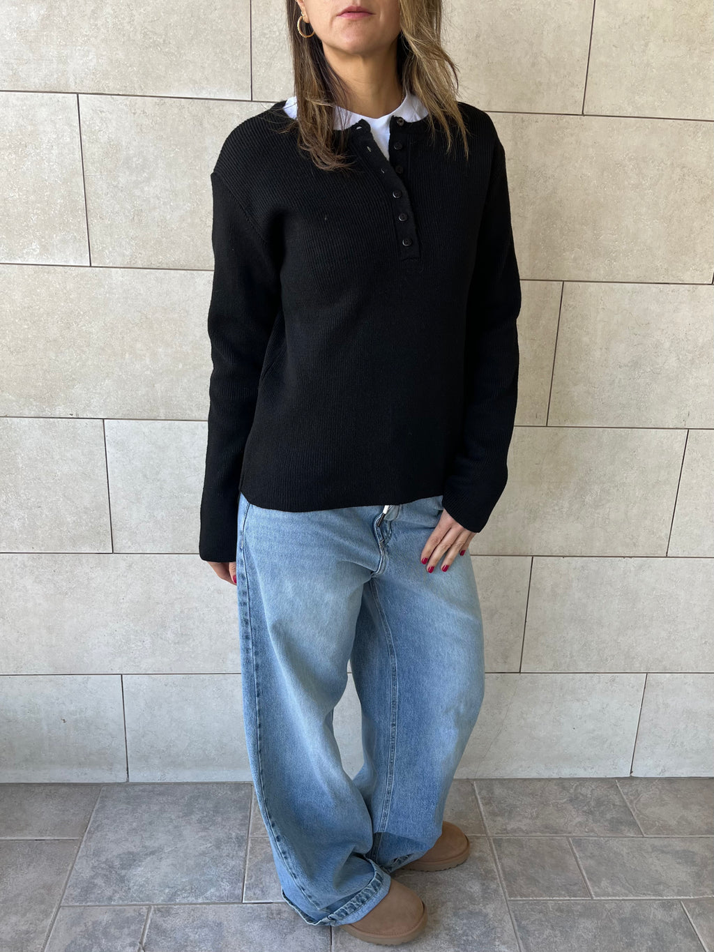 Black Henley Pullover