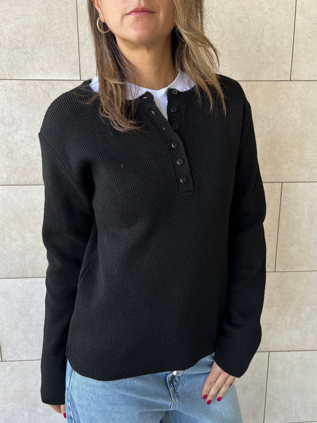 Black Henley Pullover