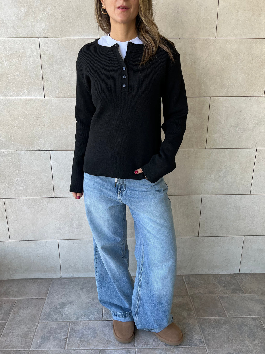 Black Henley Pullover