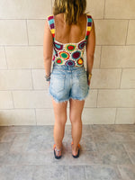 White St Tropez Crochet Patchwork Crop