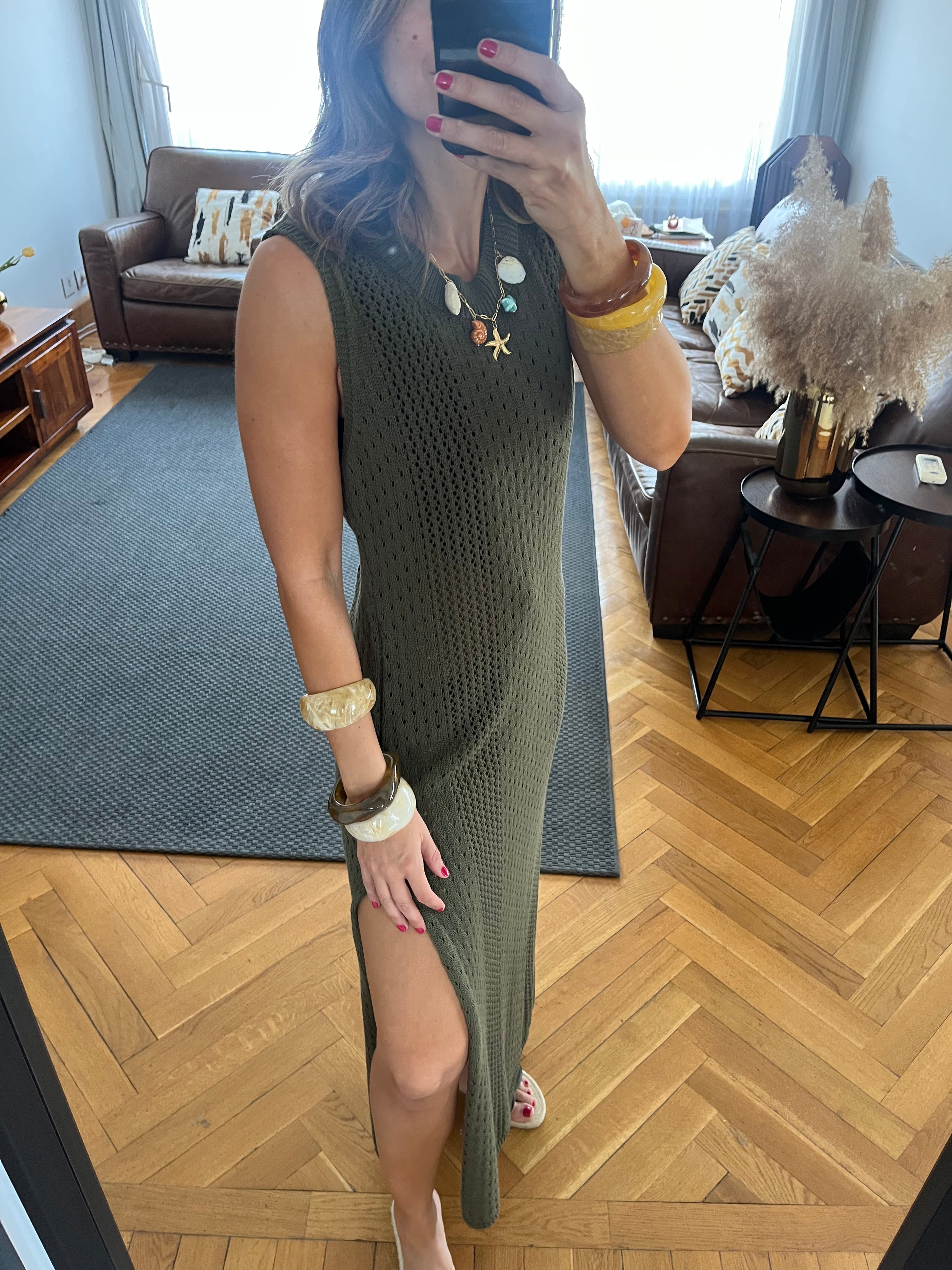 Olive Salt & Sun Crochet Dress