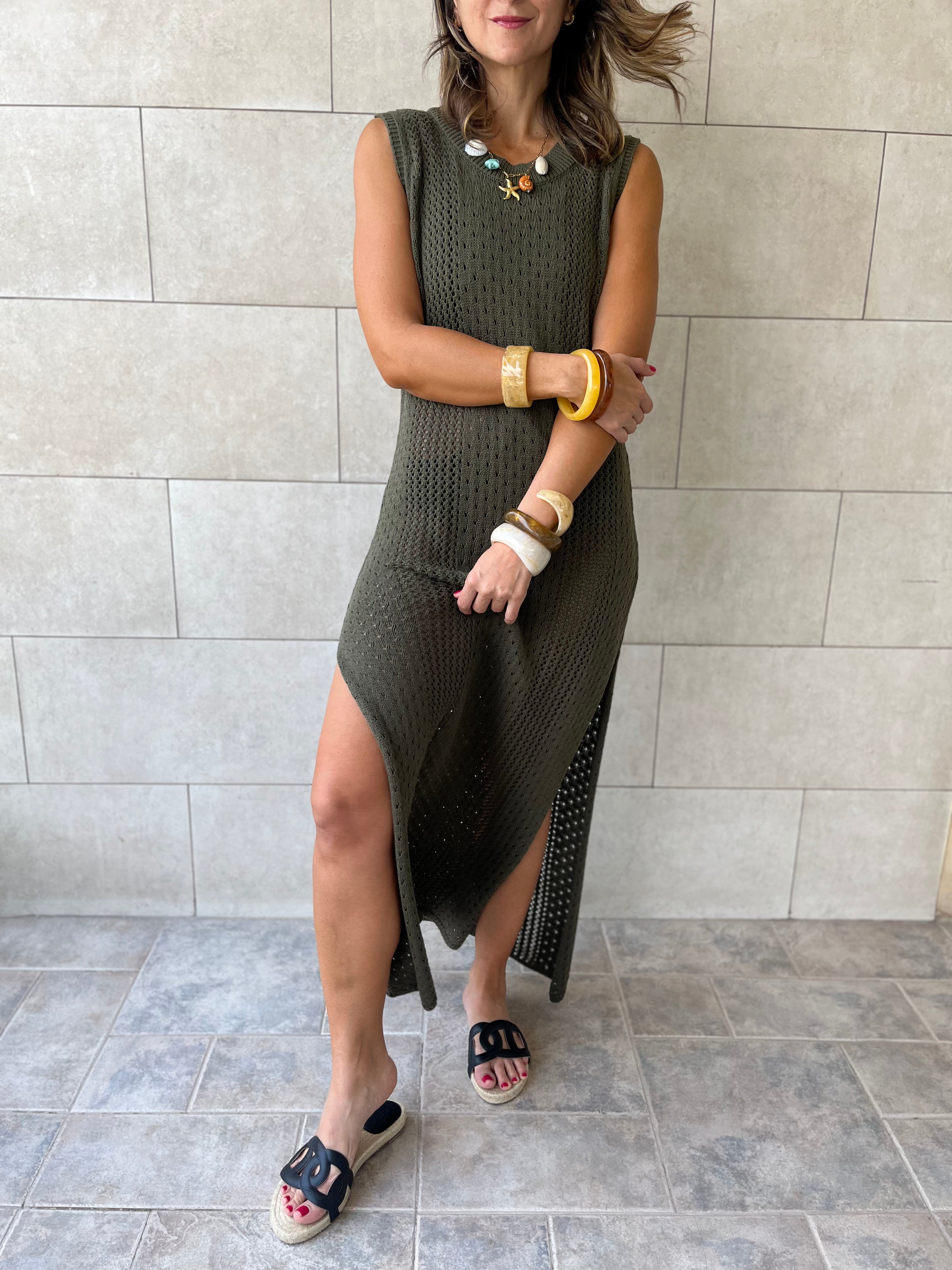 Olive Salt & Sun Crochet Dress