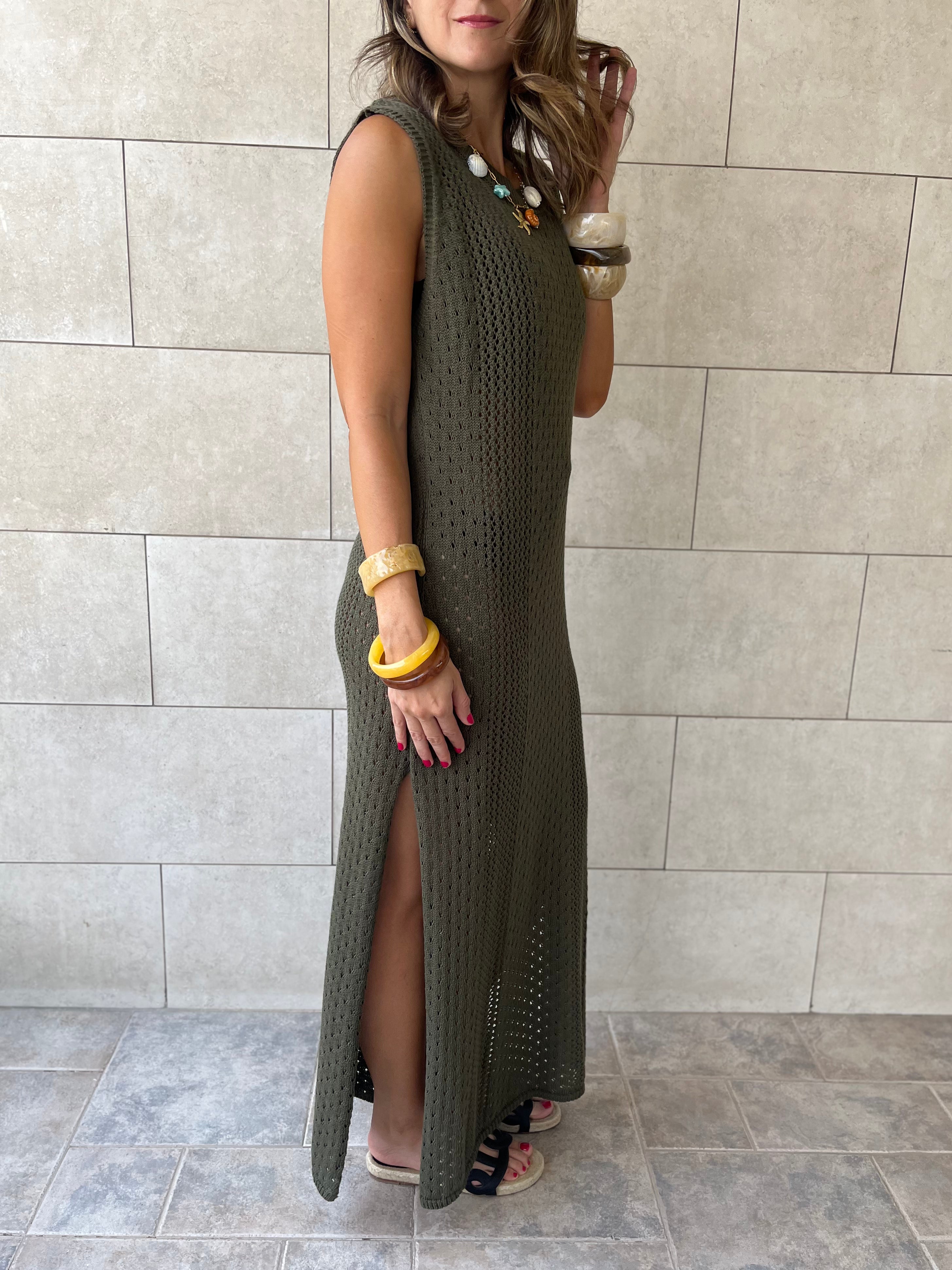 Olive Salt & Sun Crochet Dress