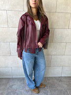 Plum Fringe It Out Leather Jacket
