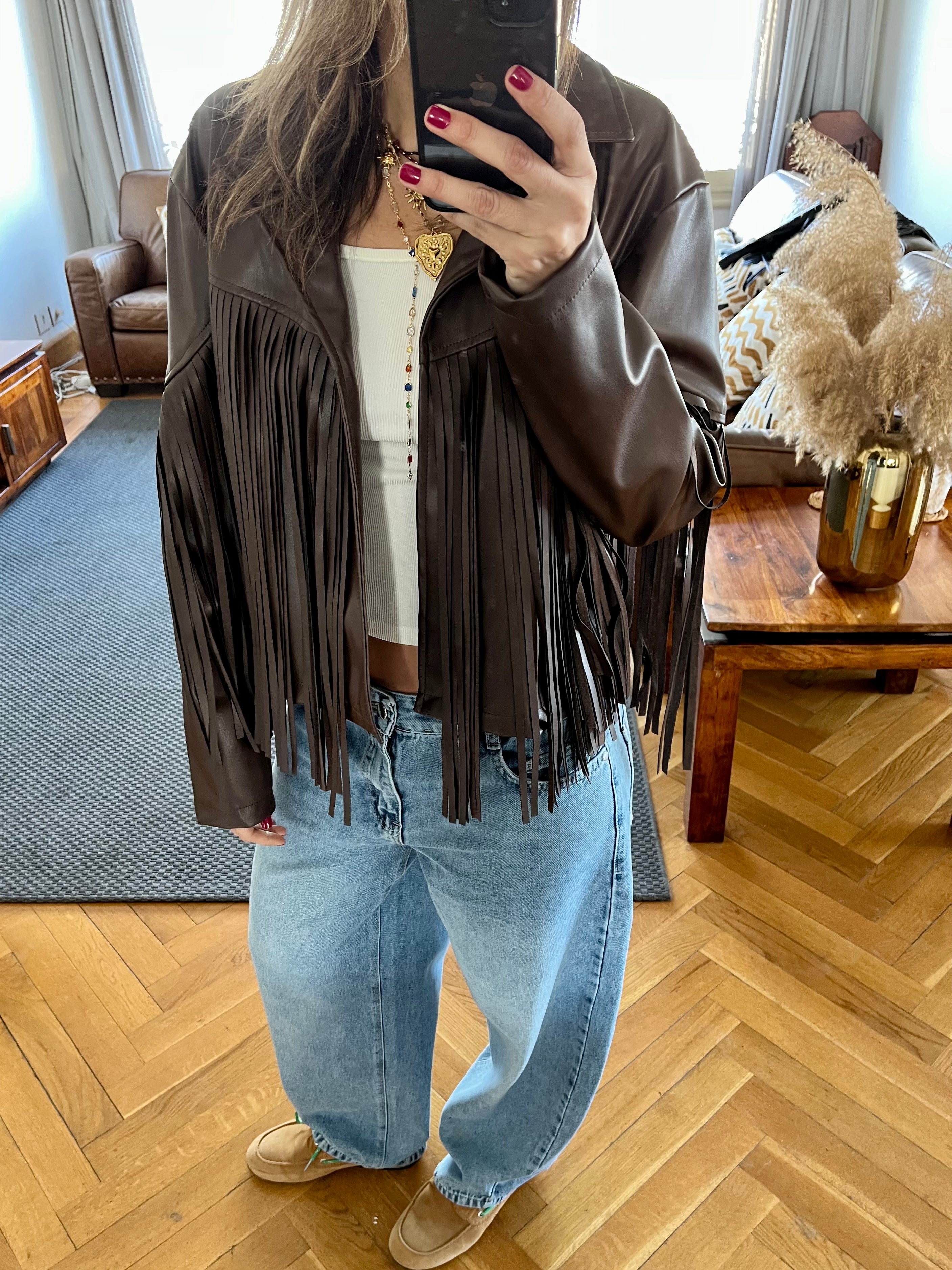 Dark Chocolate Brown Fringe It Out Leather Jacket