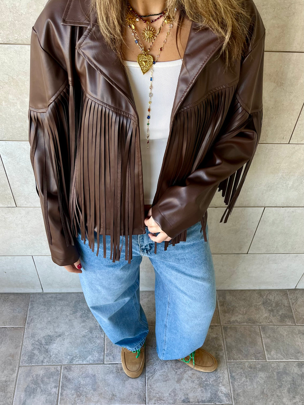 Dark Chocolate Brown Fringe It Out Leather Jacket
