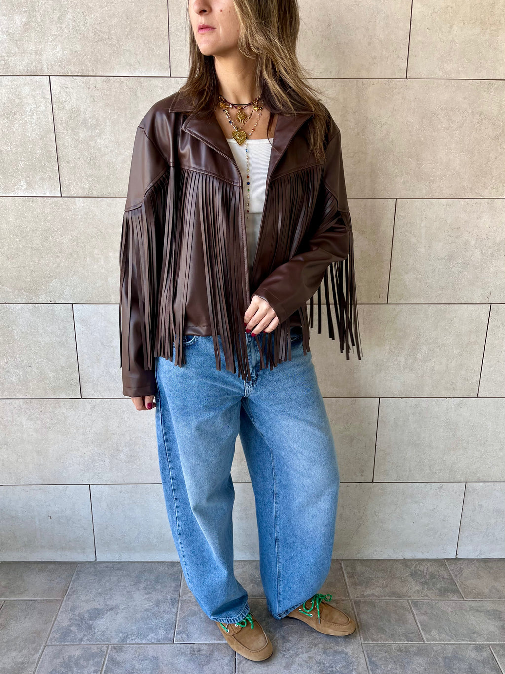 Dark Chocolate Brown Fringe It Out Leather Jacket