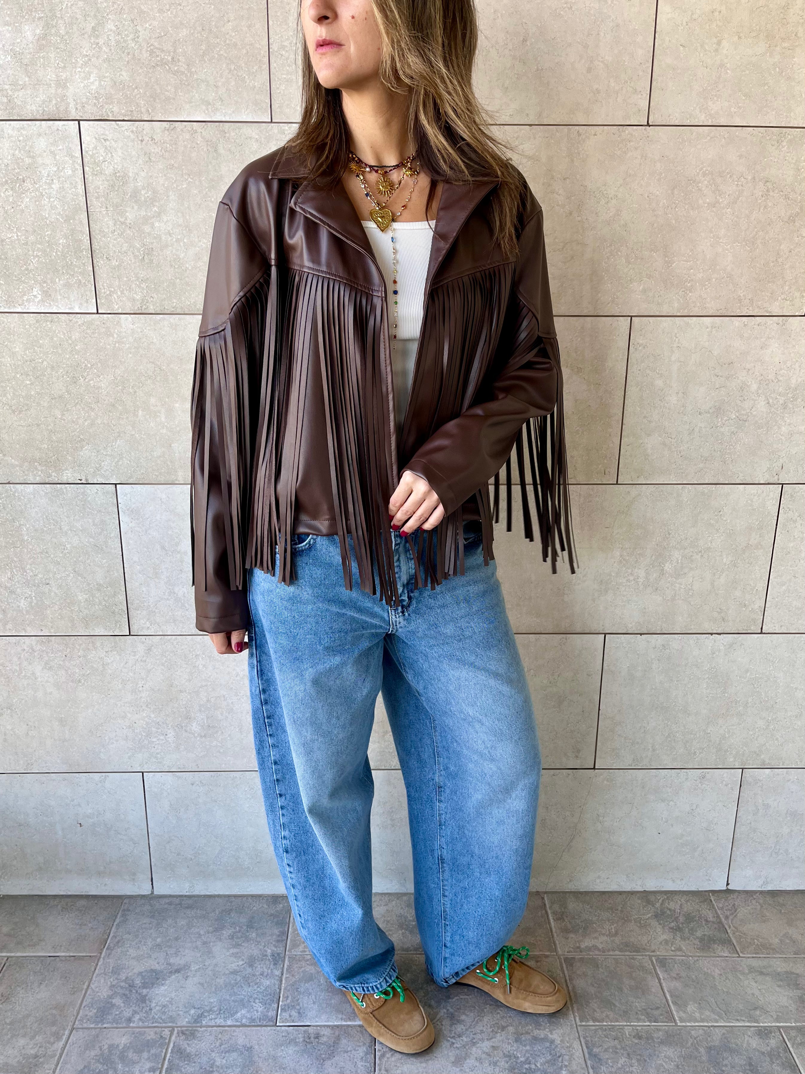 Dark Chocolate Brown Fringe It Out Leather Jacket