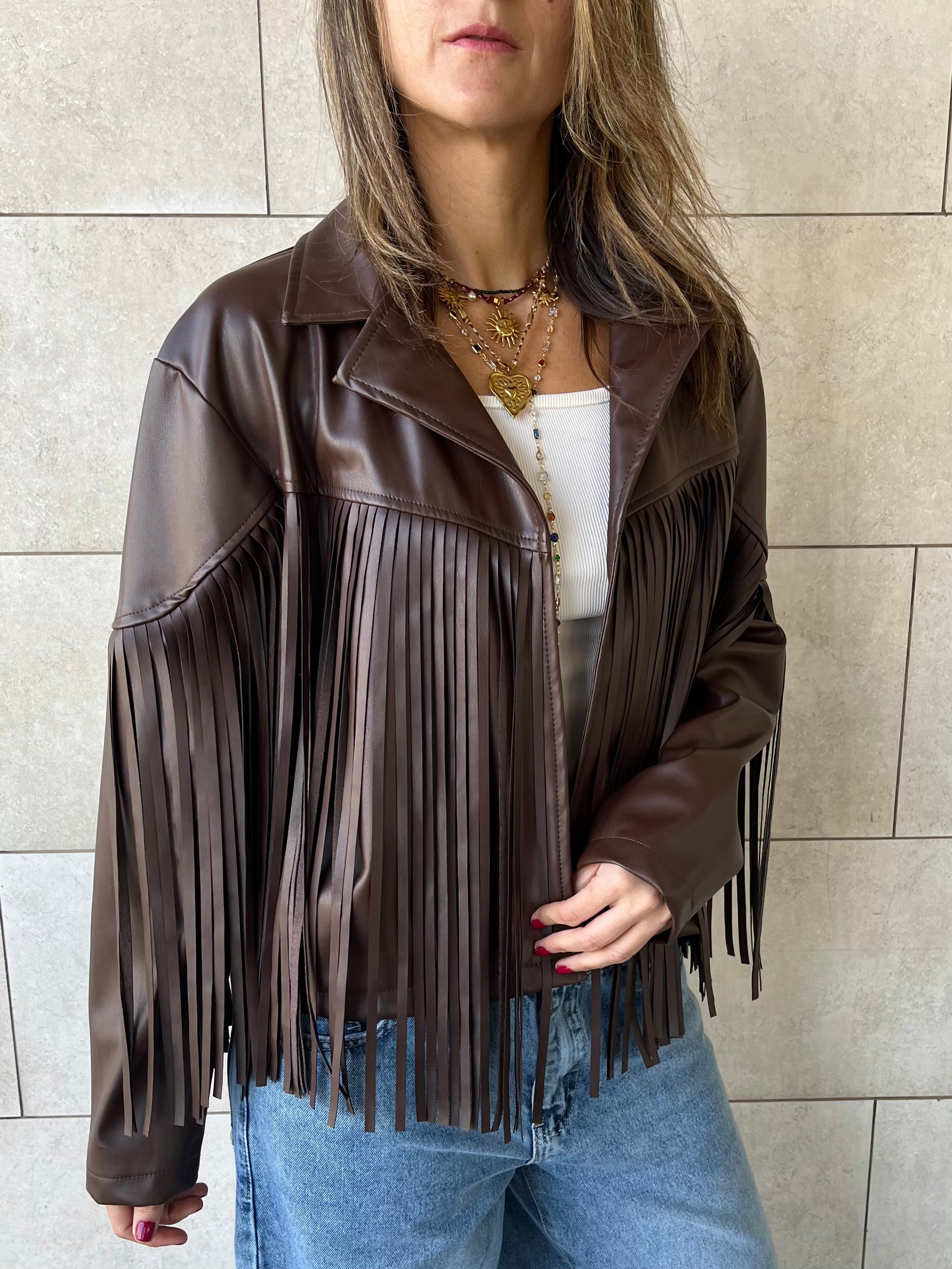 Dark Chocolate Brown Fringe It Out Leather Jacket