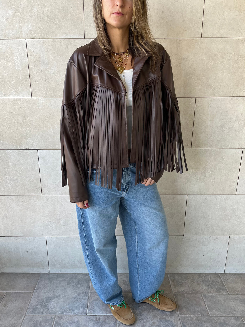 Dark Chocolate Brown Fringe It Out Leather Jacket