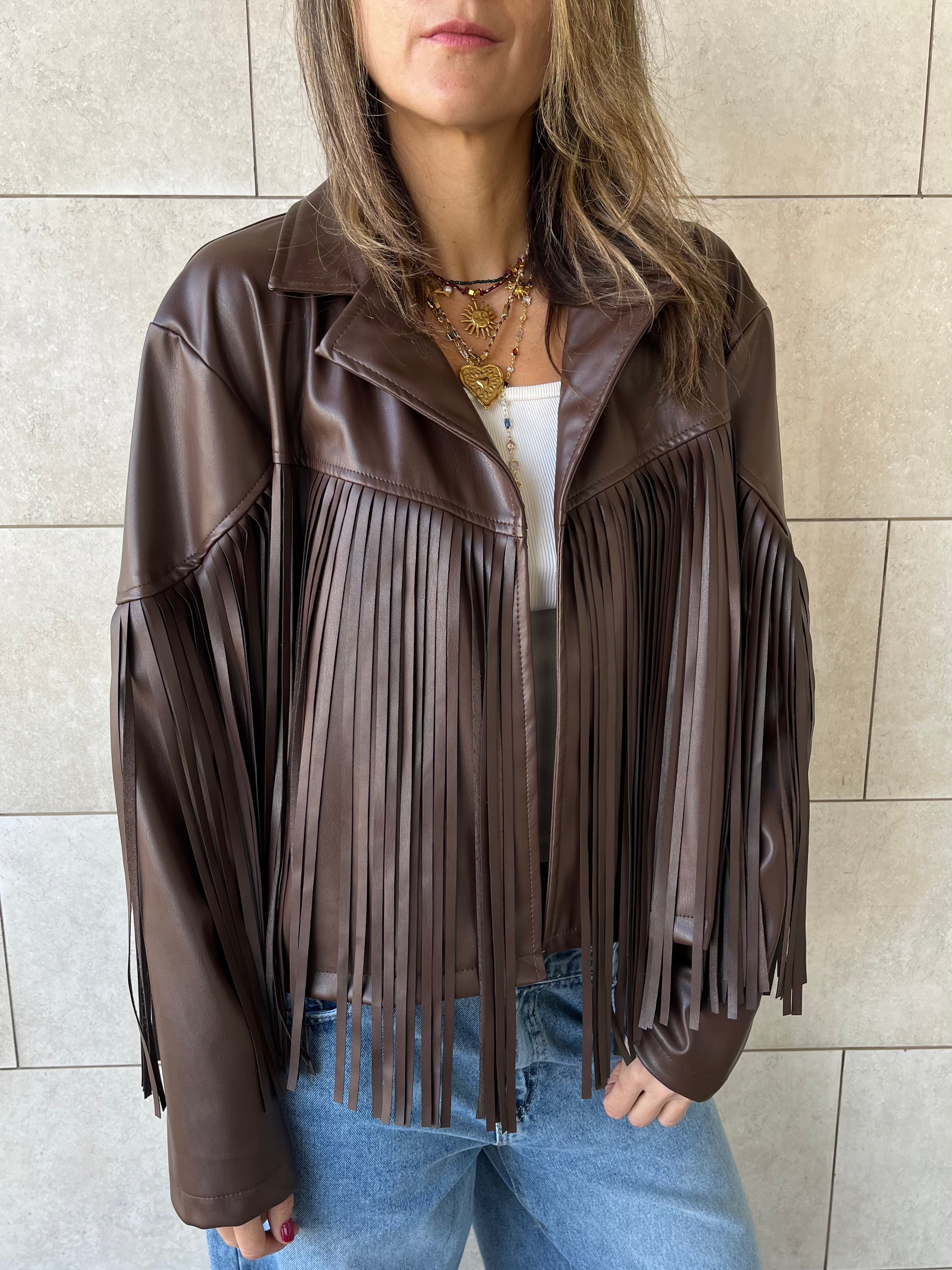 Dark Chocolate Brown Fringe It Out Leather Jacket