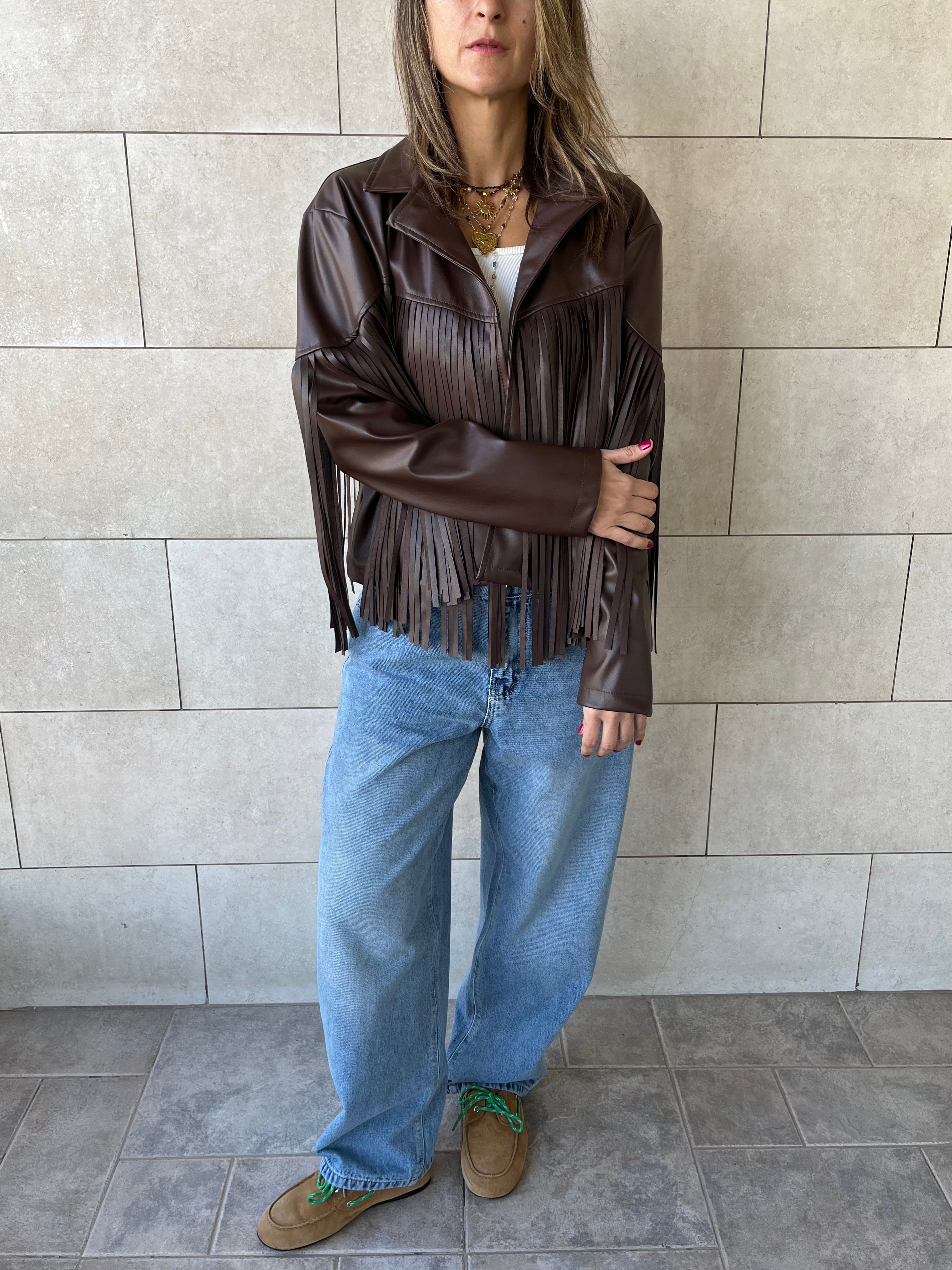 Dark Chocolate Brown Fringe It Out Leather Jacket