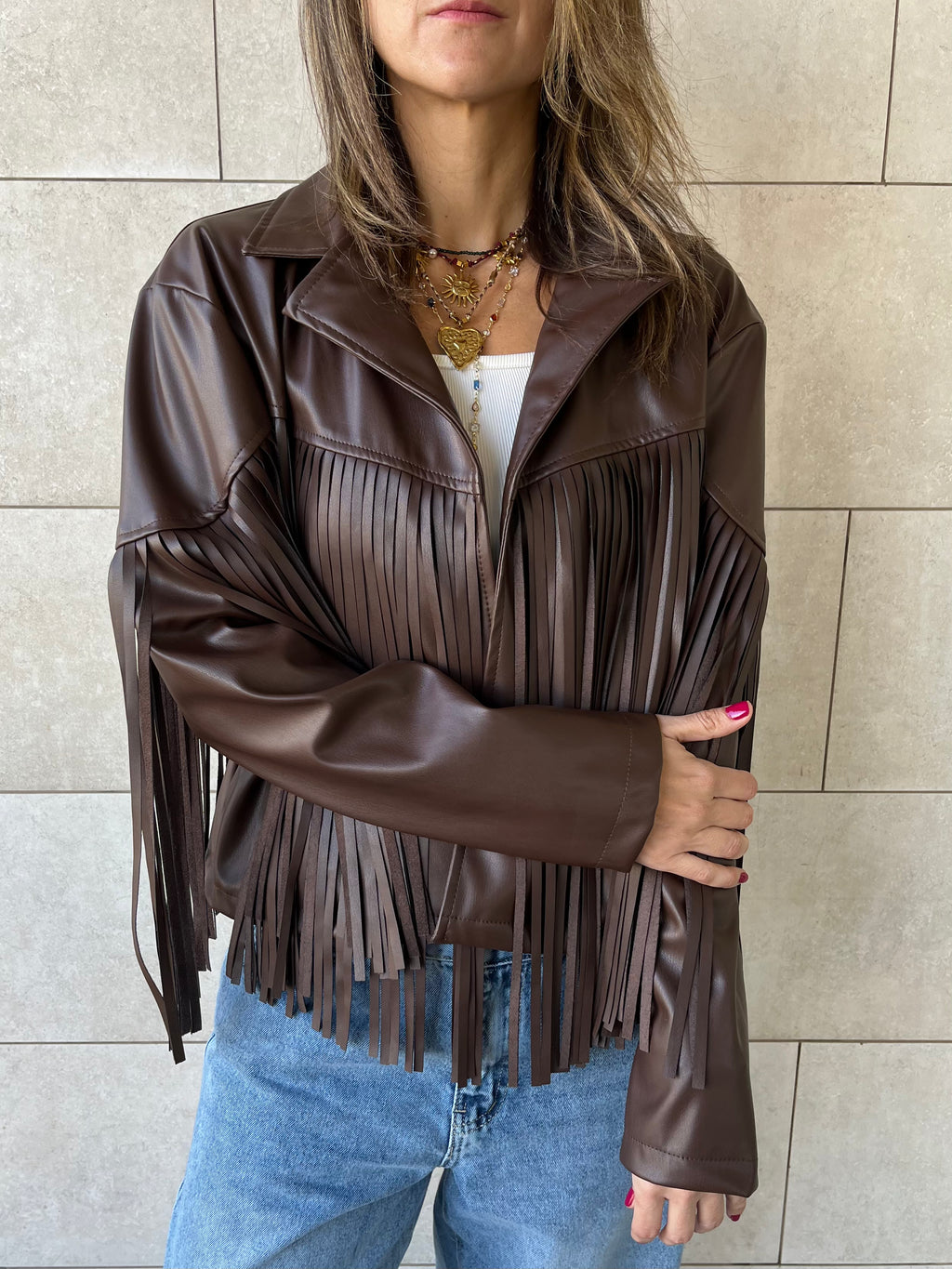 Dark Chocolate Brown Fringe It Out Leather Jacket