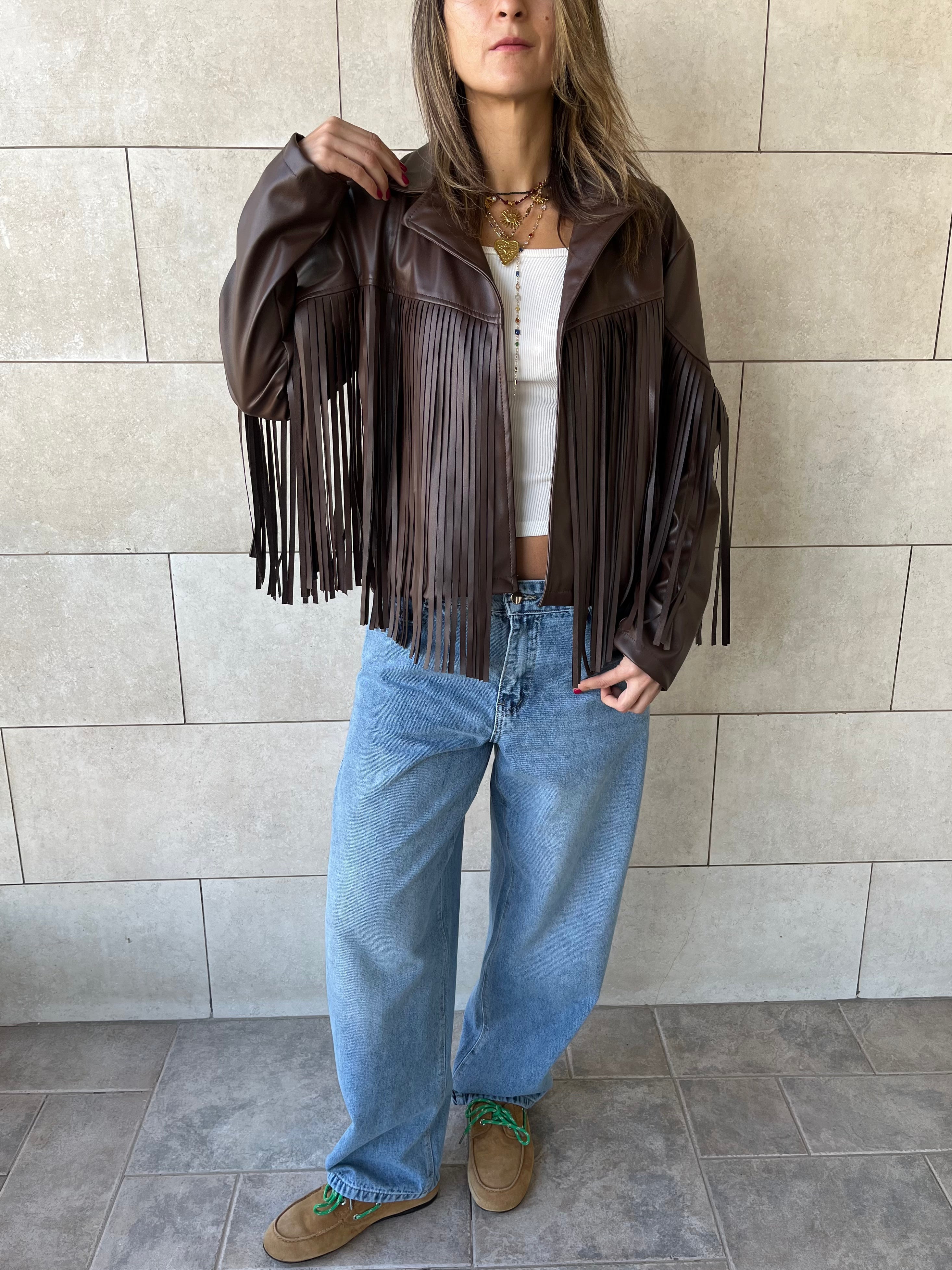 Dark Chocolate Brown Fringe It Out Leather Jacket
