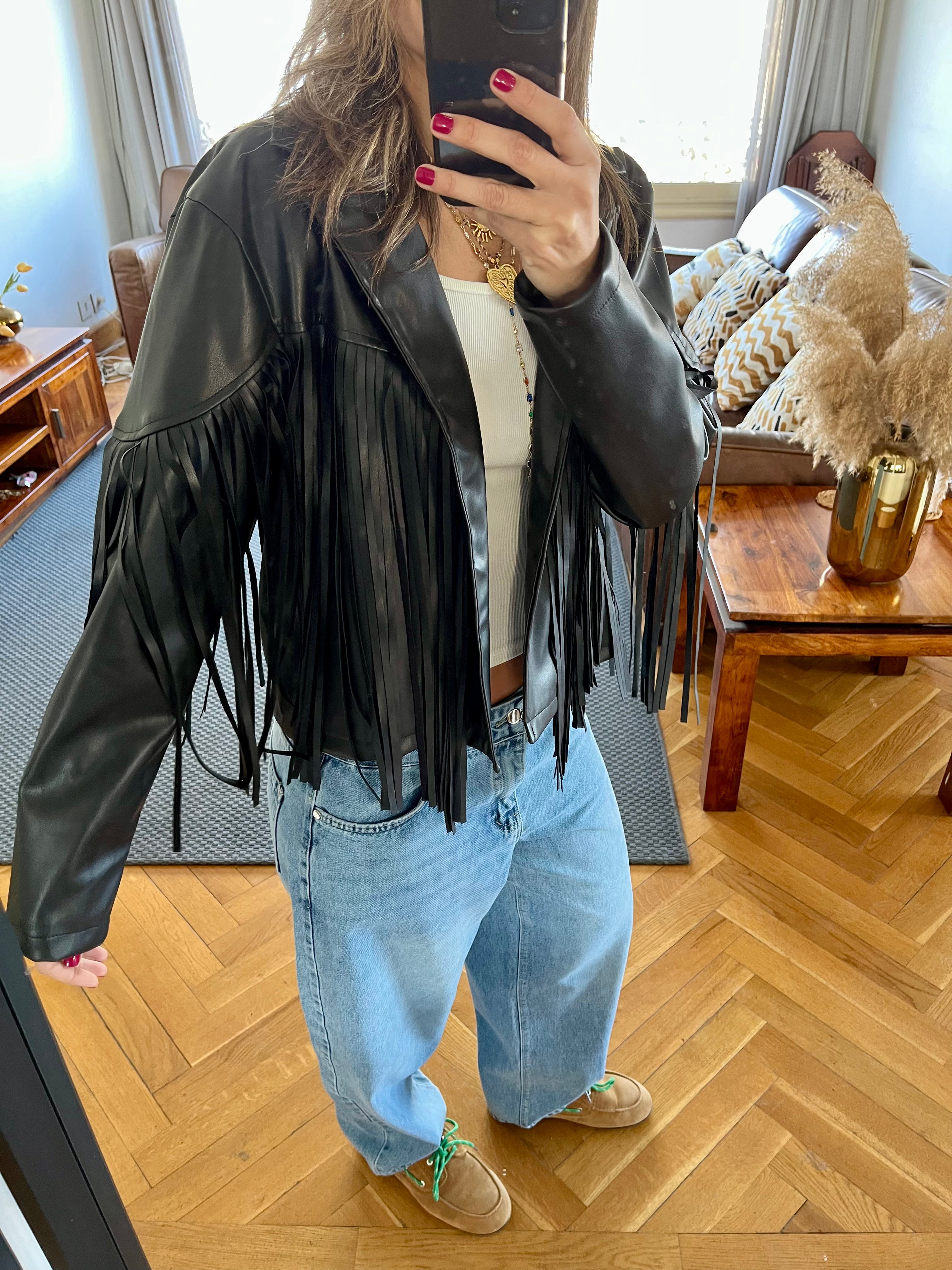 Black Fringe It Out Leather Jacket