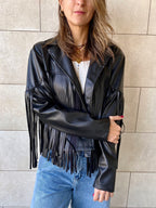 Black Fringe It Out Leather Jacket