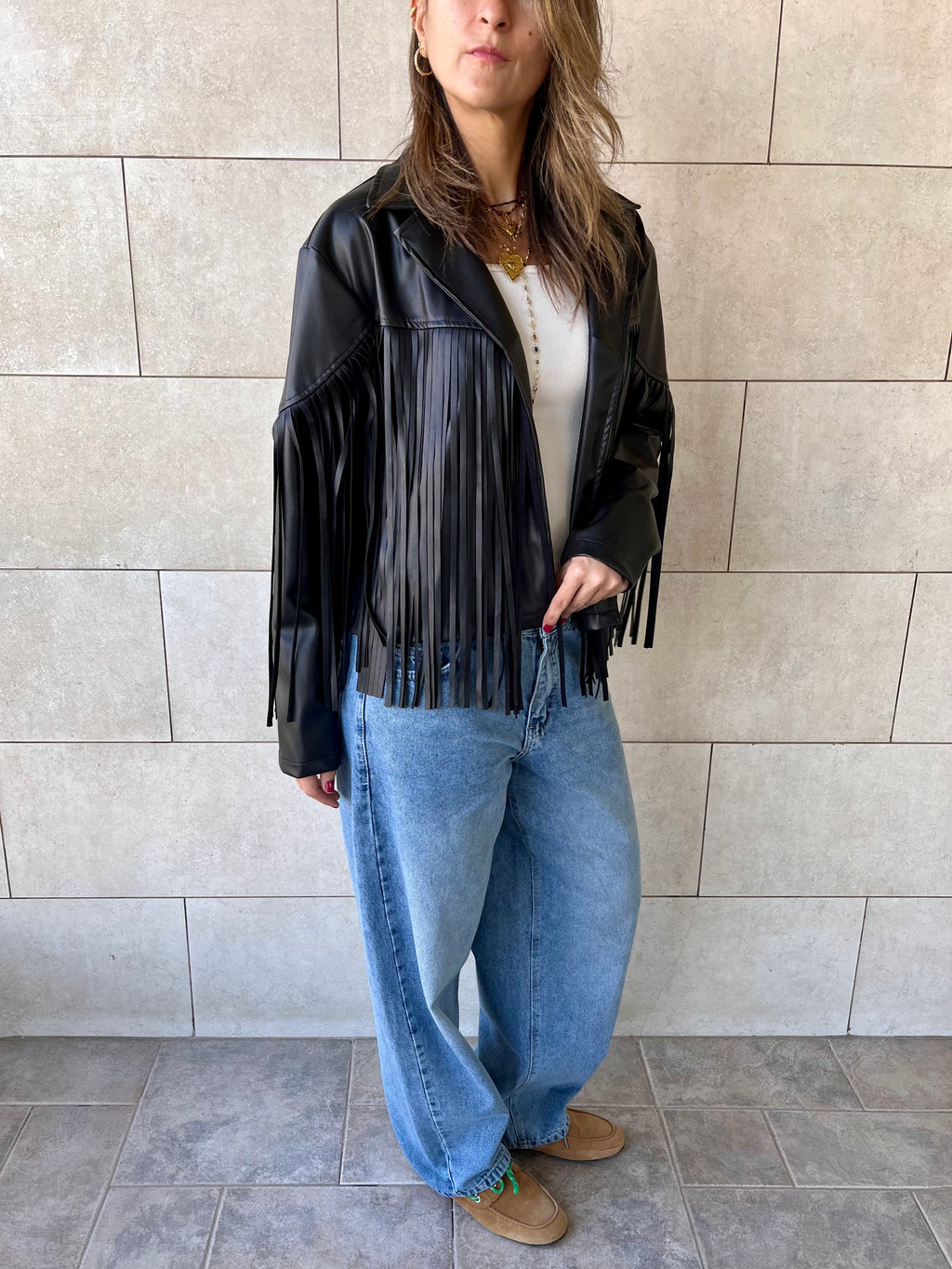 Black Fringe It Out Leather Jacket