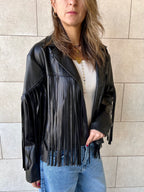 Black Fringe It Out Leather Jacket