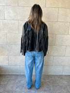 Black Fringe It Out Leather Jacket