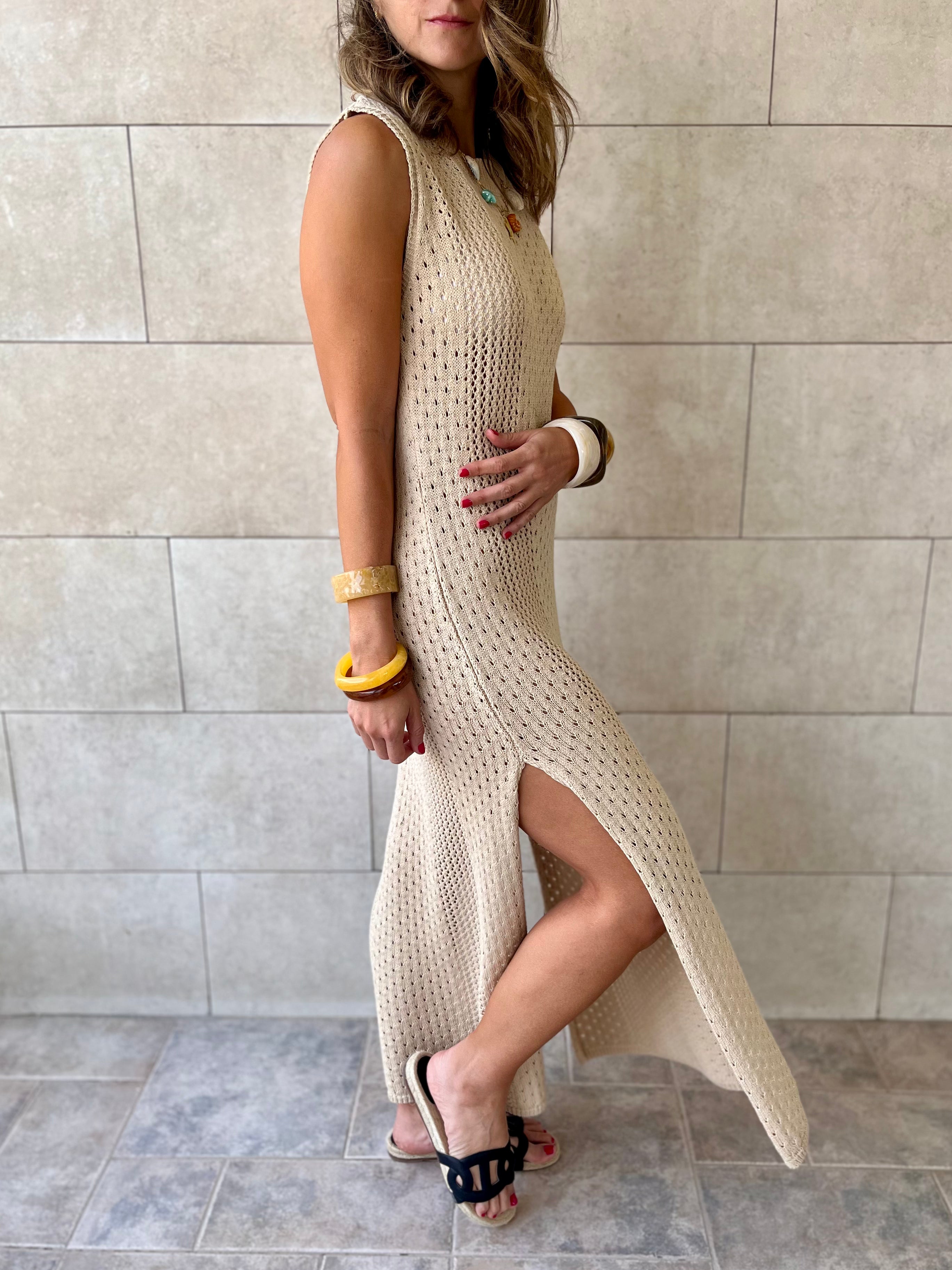 Beige Salt & Sun Crochet Dress