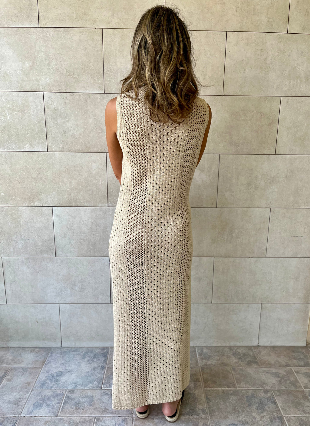 Beige Salt & Sun Crochet Dress