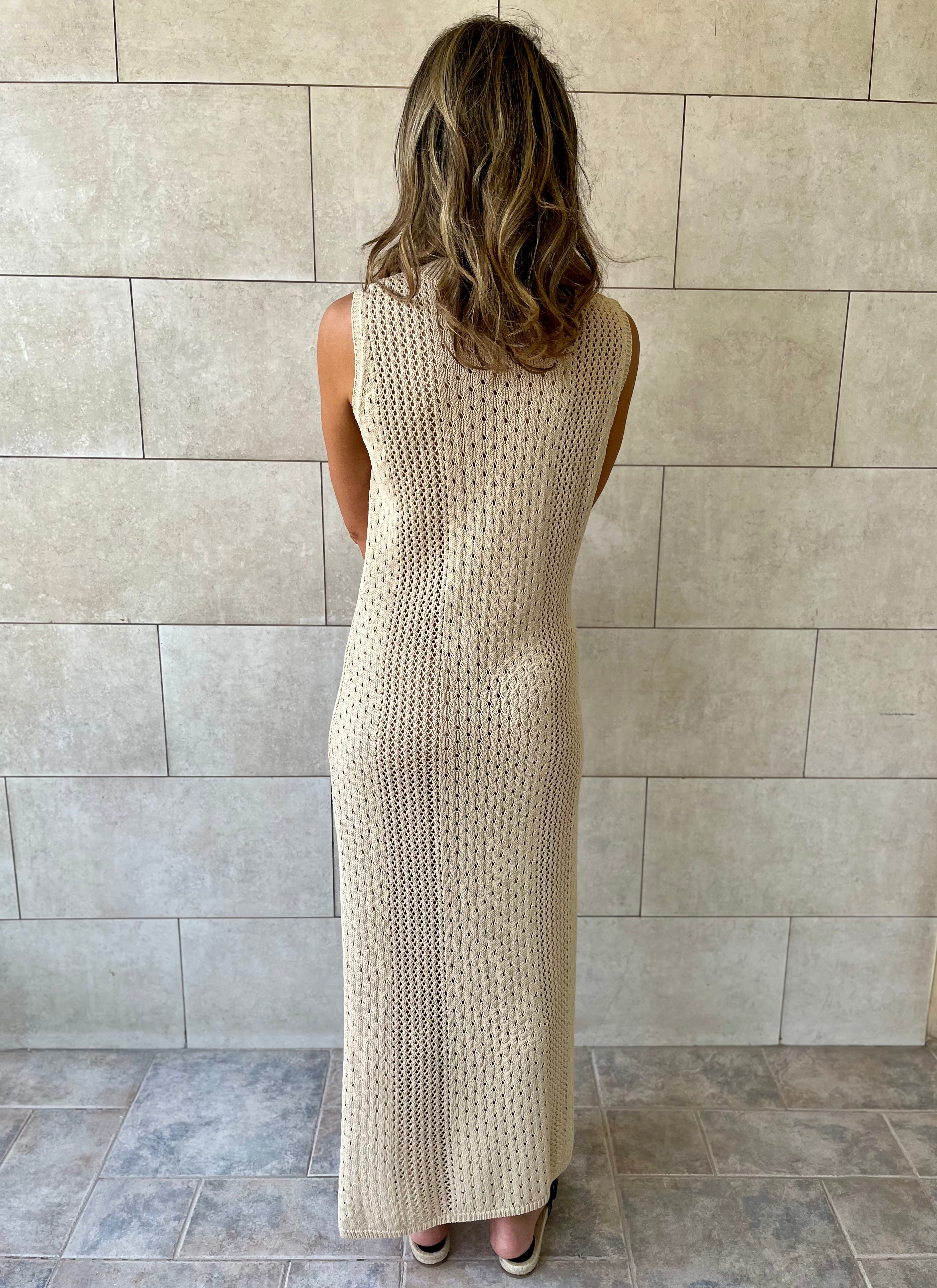 Beige Salt & Sun Crochet Dress