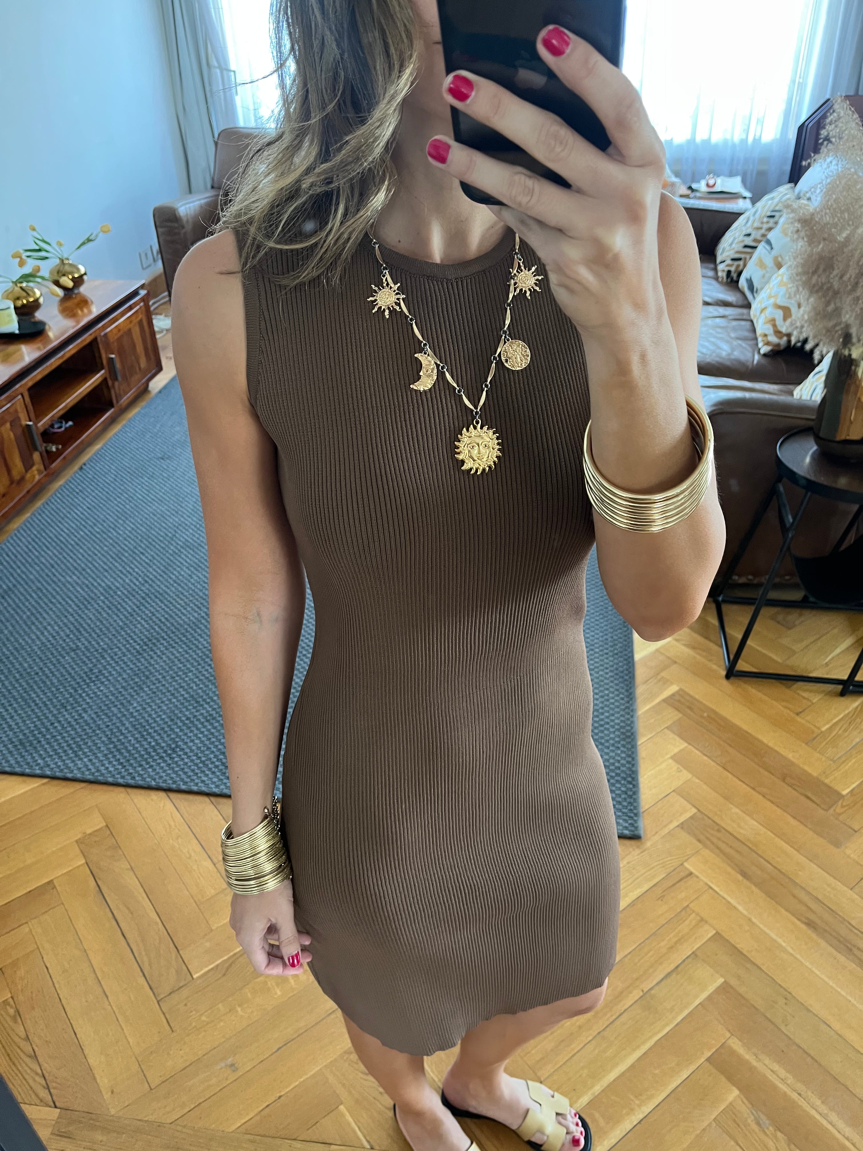 Chocolate Brown 101 Interknit Basic Short Dress