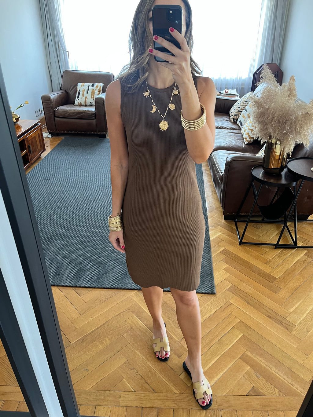 Chocolate Brown 101 Interknit Basic Short Dress