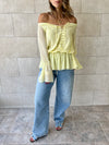 Yellow Criss Cross Tie Chiffon Blouse