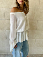 White Criss Cross Tie Chiffon Blouse