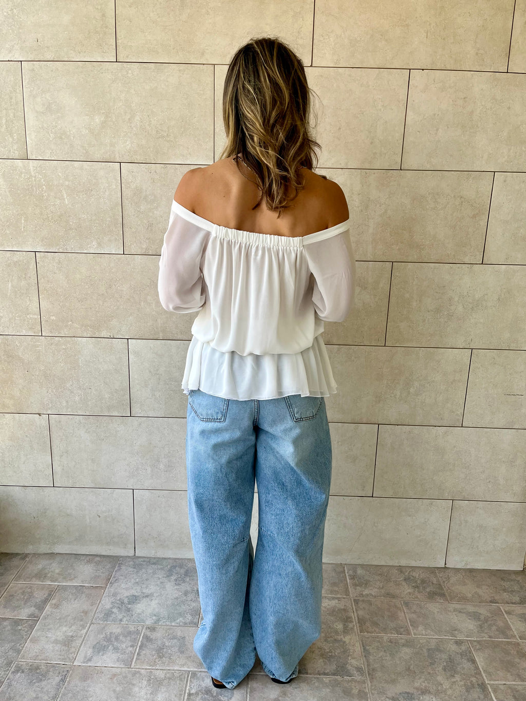 White Criss Cross Tie Chiffon Blouse