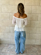 White Criss Cross Tie Chiffon Blouse