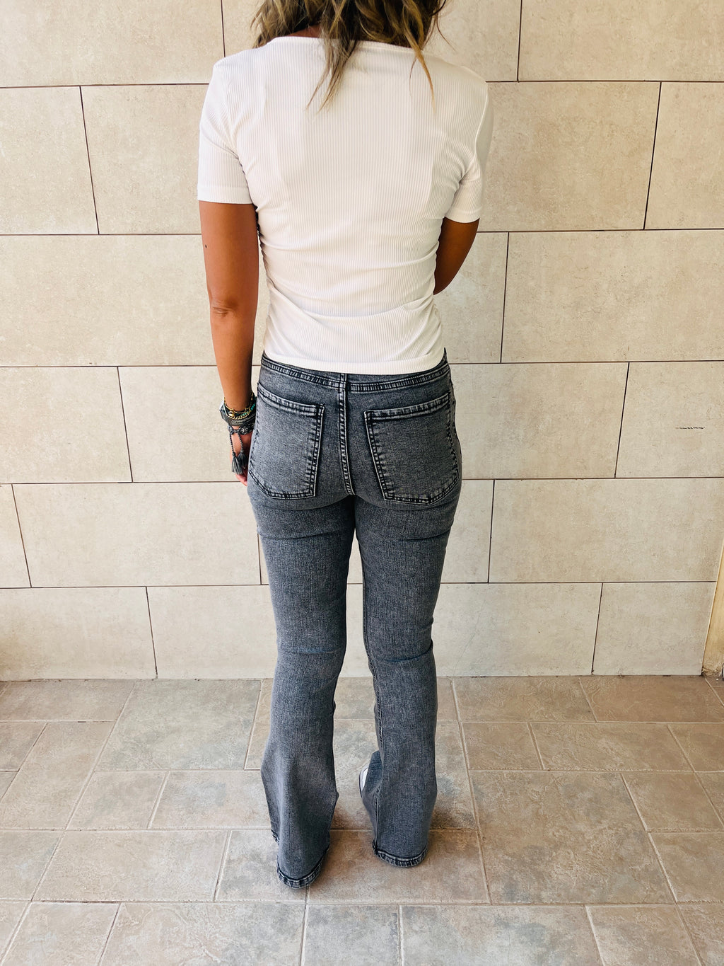 White Come Through And Pull Through Ribbed Top