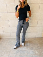Black Come Through And Pull Through Ribbed Top