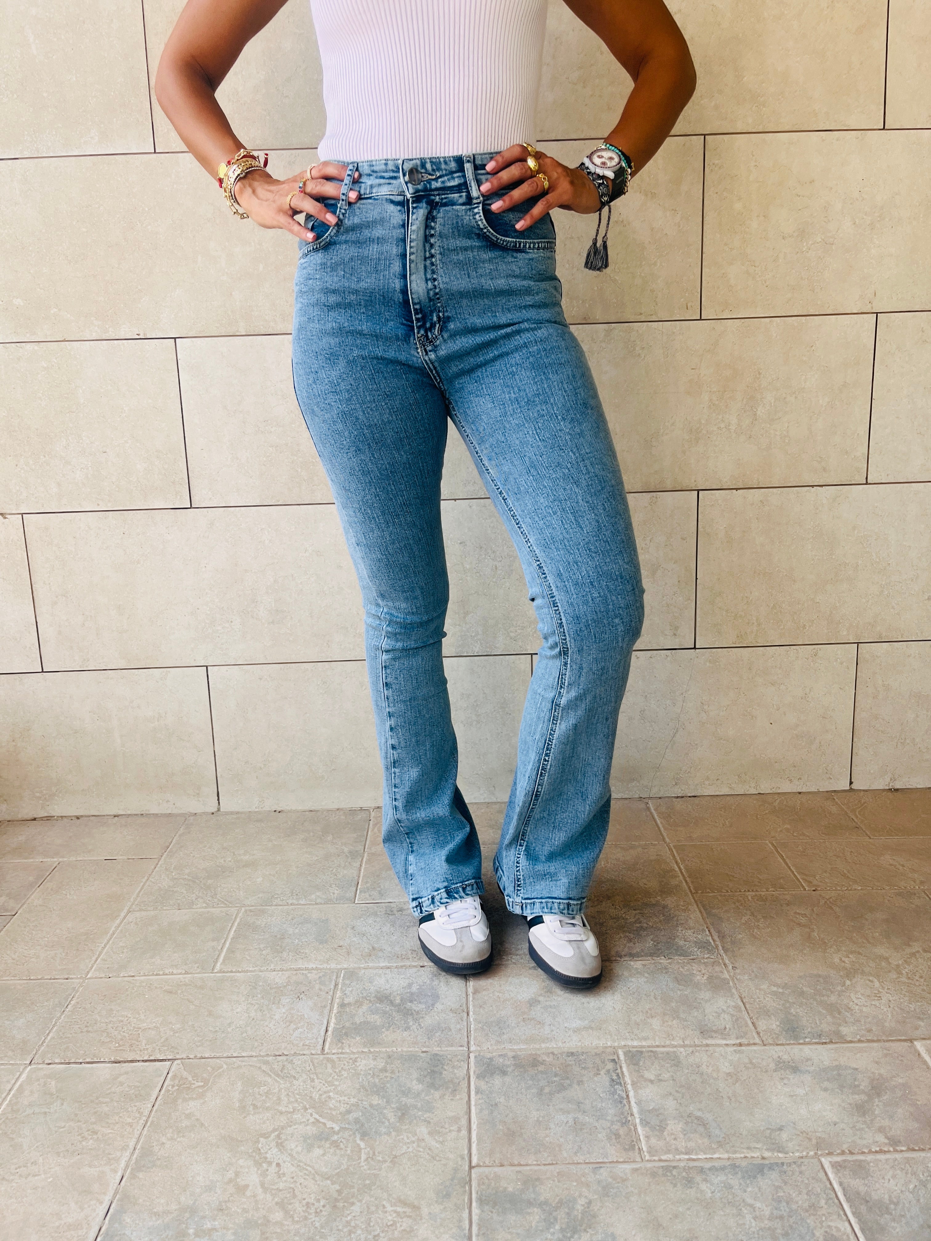 Blue Slim Flare Jeans