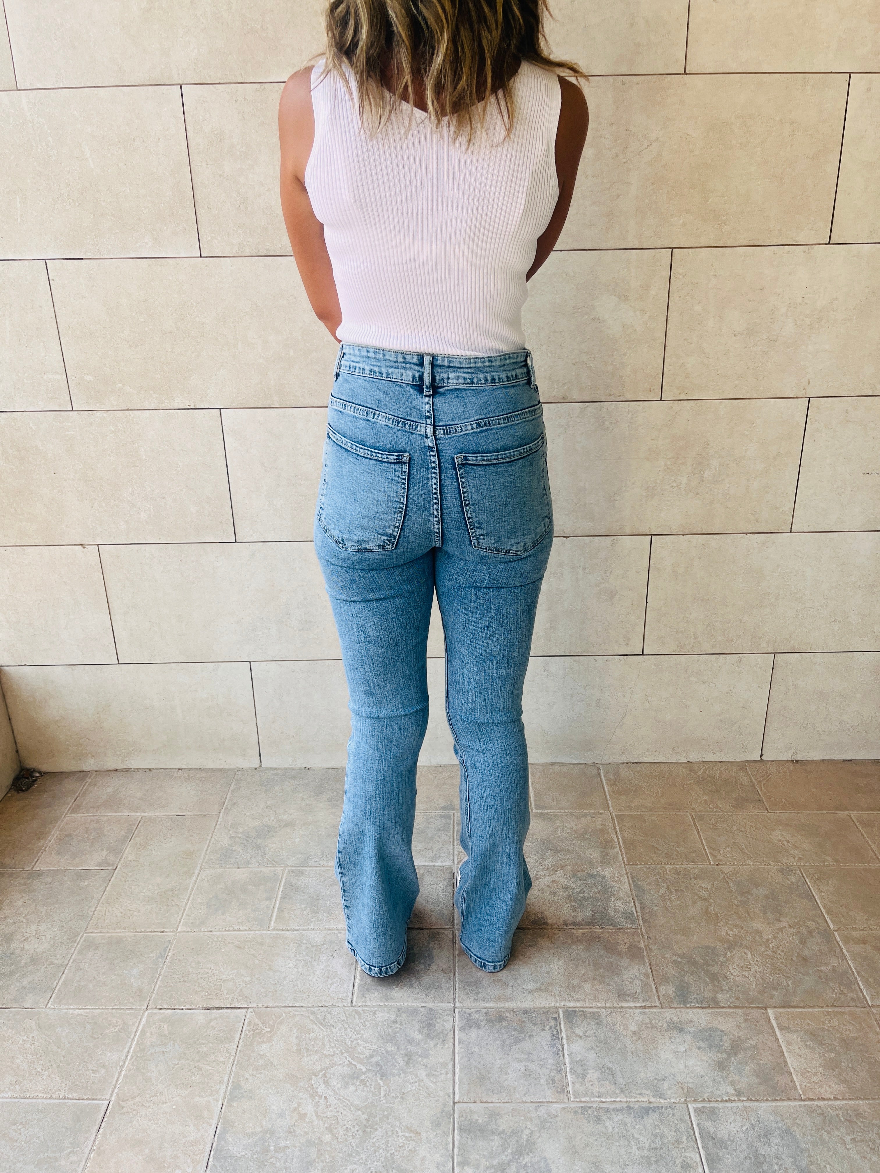 Blue Slim Flare Jeans